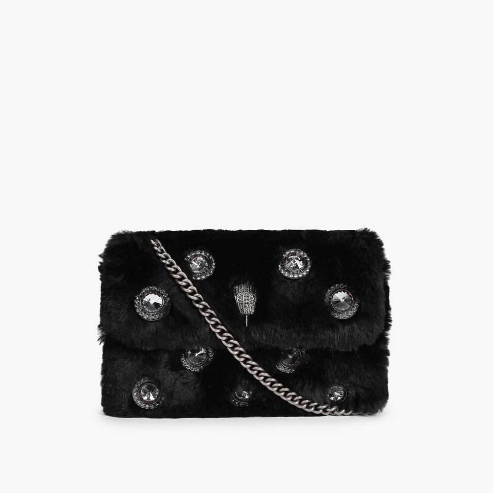 Black Kurt Geiger Faux Fur Medium Kensington Women's Crossbody Bags | UAE-63021859