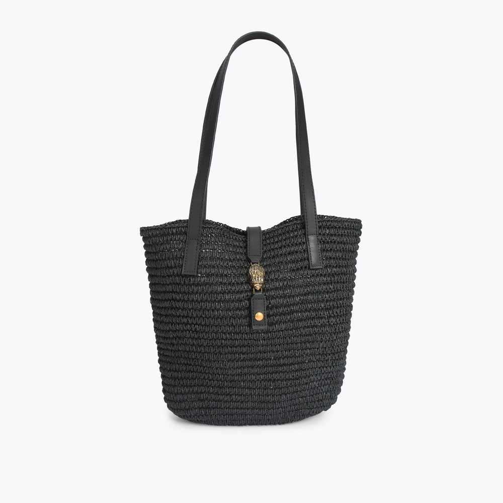 Black Kurt Geiger Hampton Raffia Women's Tote Bags | UAE-64950819