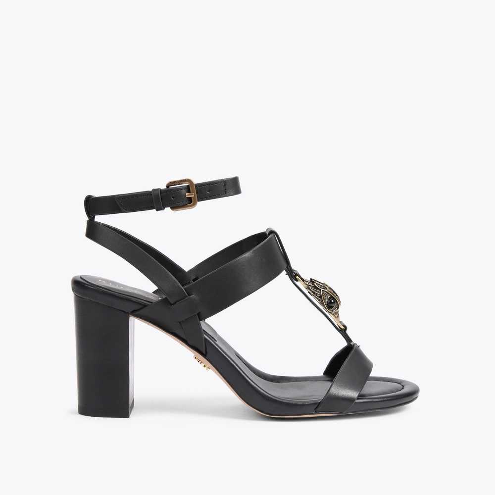 Black Kurt Geiger Hampton T-bar Block Women's Heels | UAE-09653489