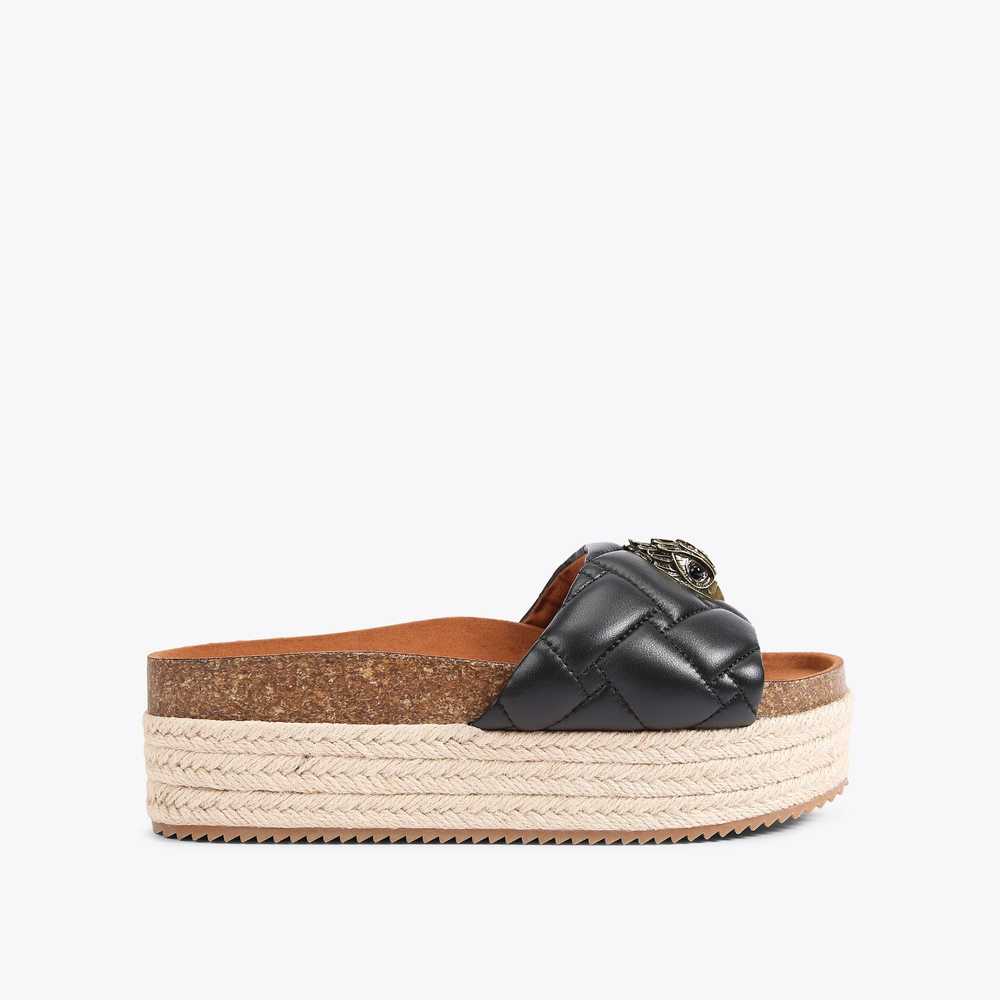 Black Kurt Geiger Kensington Flatform Women's Flat Sandals | UAE-80974259