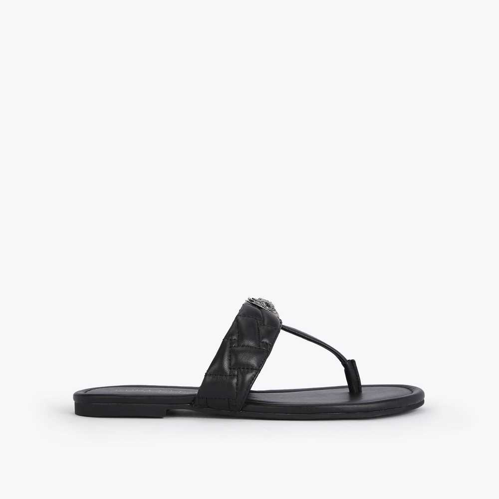 Black Kurt Geiger Kensington T-bar Women's Sandals | UAE-36029879