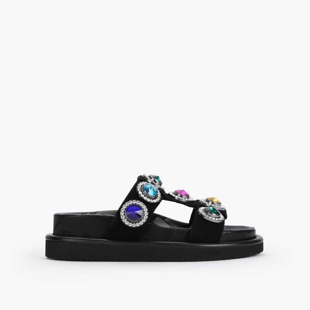 Black Kurt Geiger Orson Crystal Women's Sandals | UAE-98152469