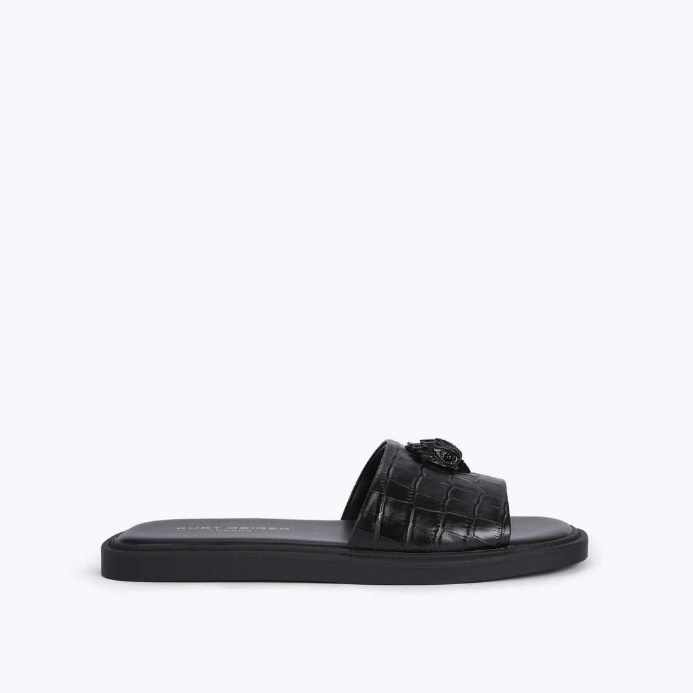 Black Kurt Geiger Oscar Men's Slides | UAE-40813599