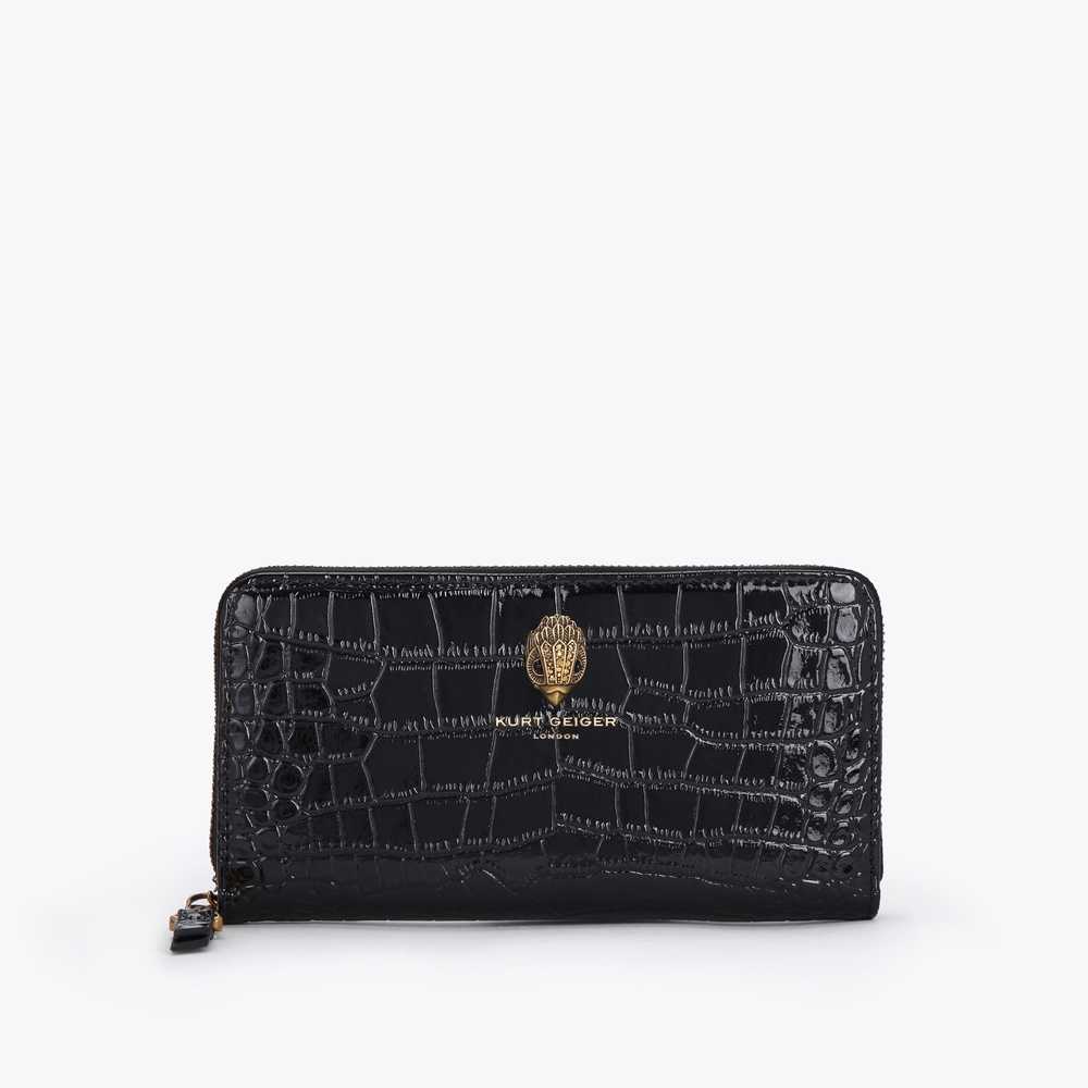 Black Kurt Geiger Zip Around Women's Cardholders | UAE-78536199