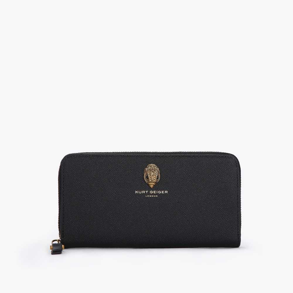 Black Kurt Geiger Zip Around Women's Wallets | UAE-34271809