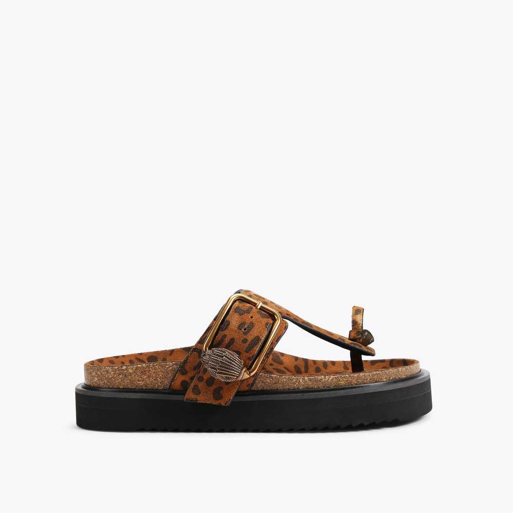 Brown Kurt Geiger Eagle Buckle T-bar Women's Slides | UAE-10782969