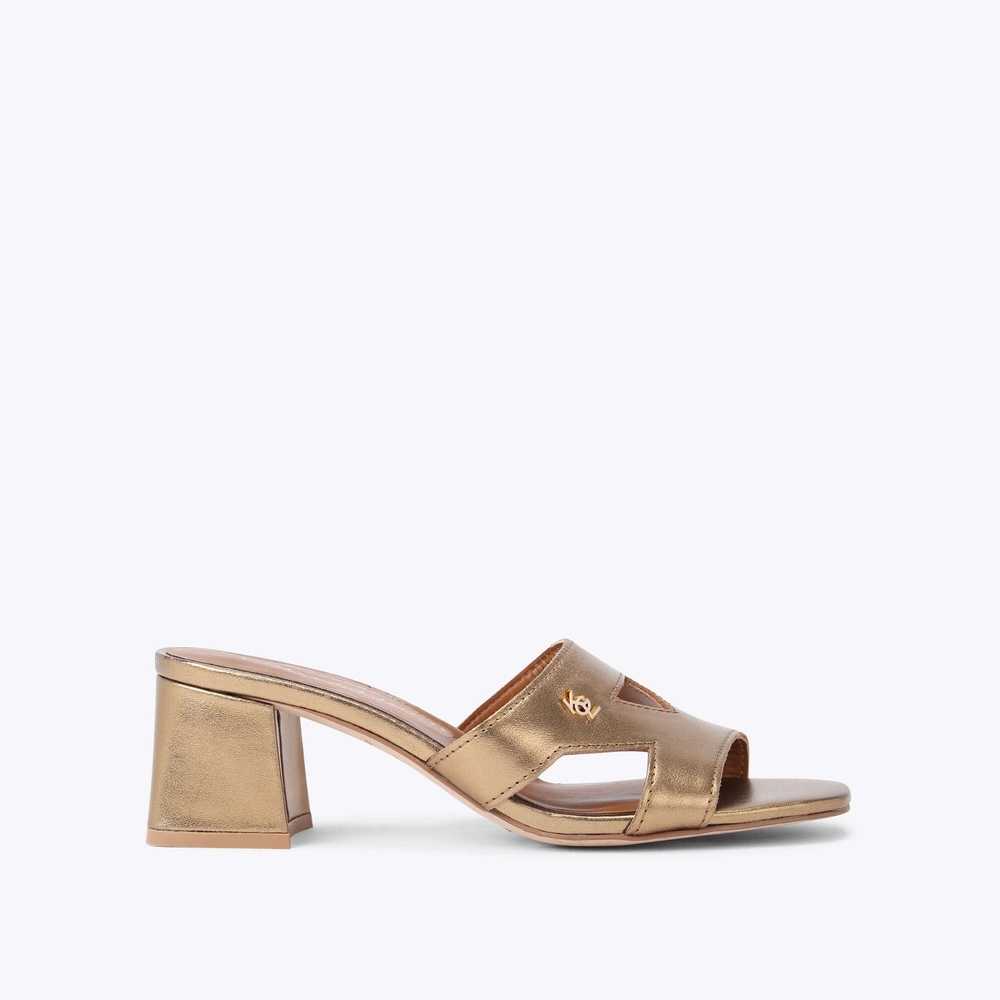 Gold Kurt Geiger Odina Block Women's Heels | UAE-51709839