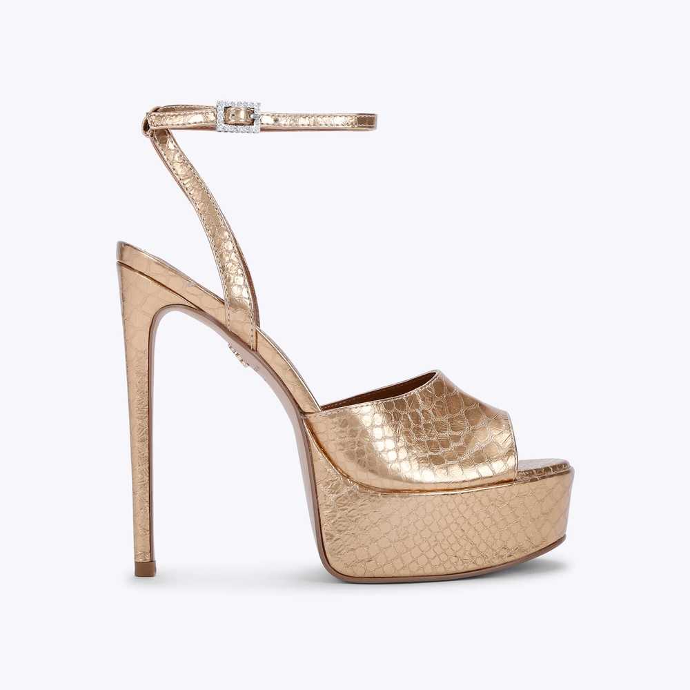 Gold Kurt Geiger Pierra Platform Women's Heels | UAE-85431929