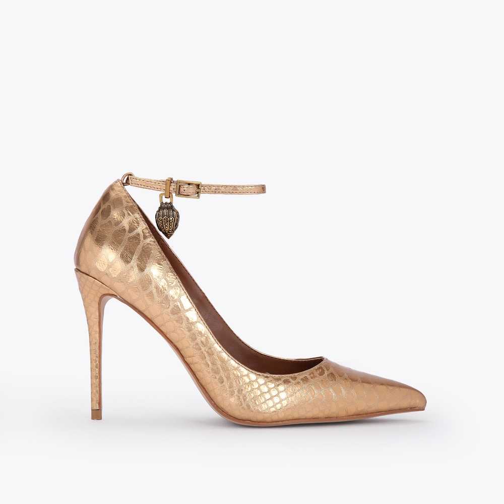 Gold Kurt Geiger Shoreditch Stiletto Women's Heels | UAE-08749329