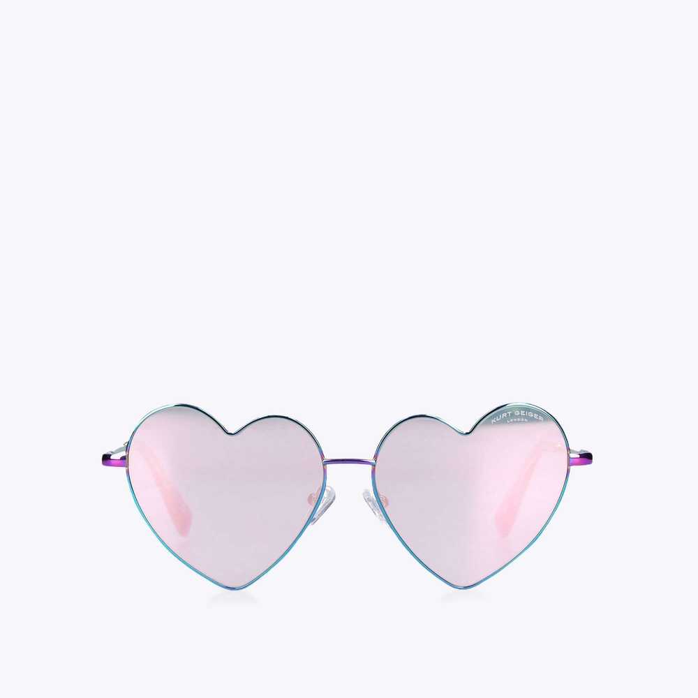 Metallic Kurt Geiger Metal Heart Women's Sunglasses | UAE-34981259