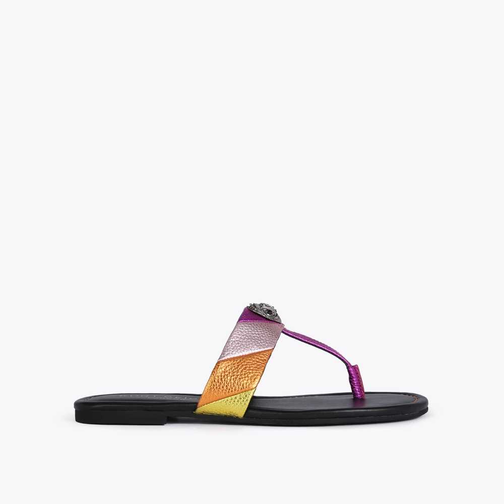 Multicolor Kurt Geiger Kensington T-bar Women's Sandals | UAE-32670489