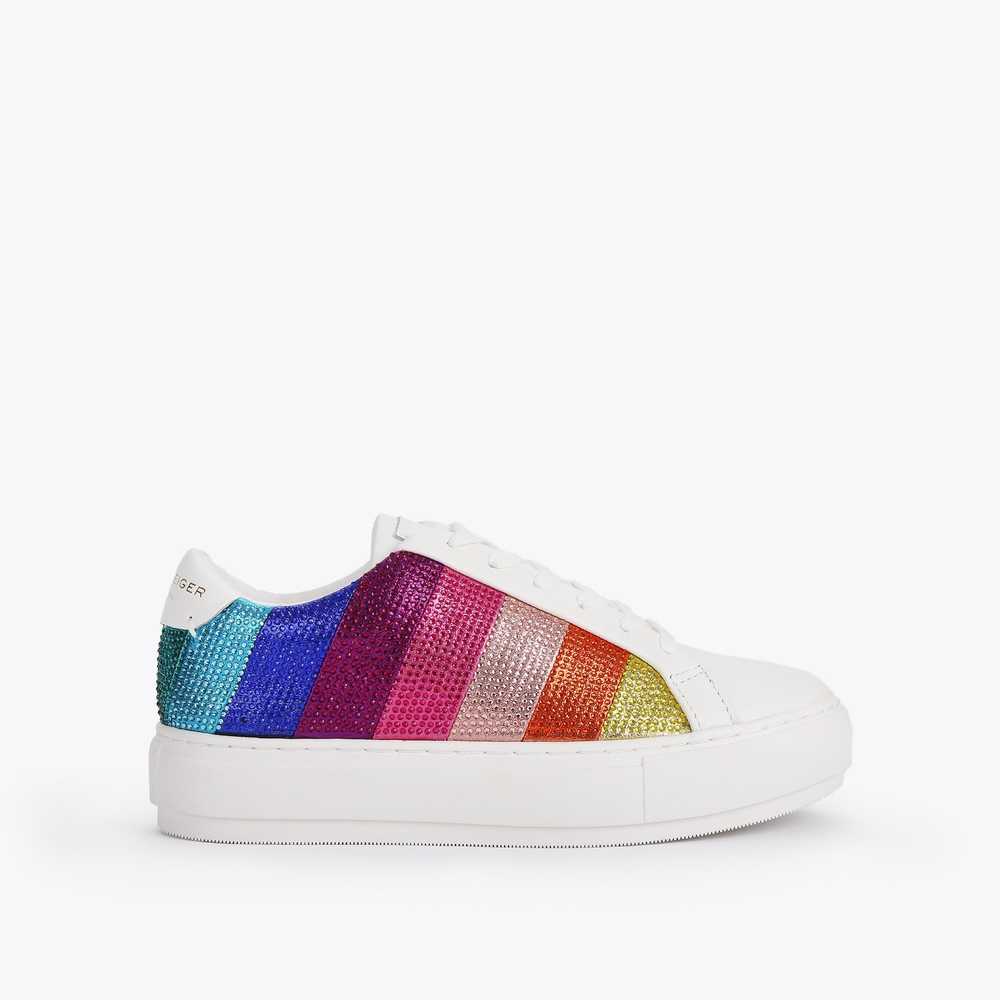 Multicolor Kurt Geiger Laney Stripe Crystal Women's Sneakers | UAE-49016529