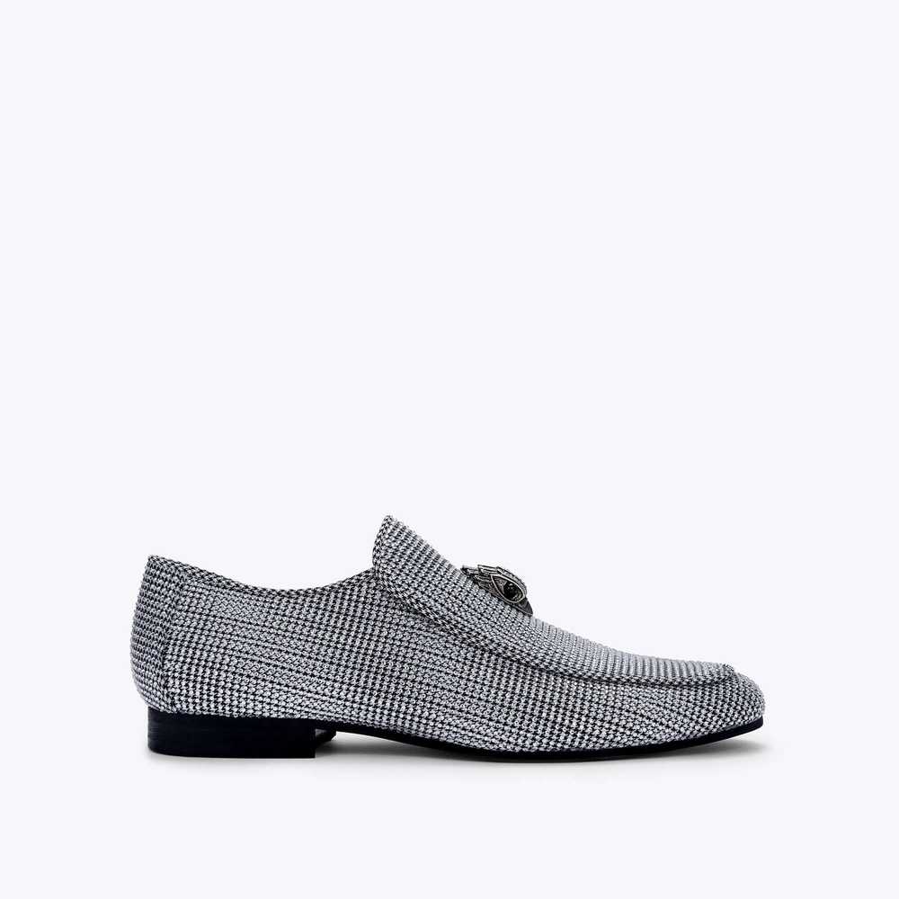 Silver Kurt Geiger Hugh Eagle Herringbone Men's Loafers | UAE-69403289