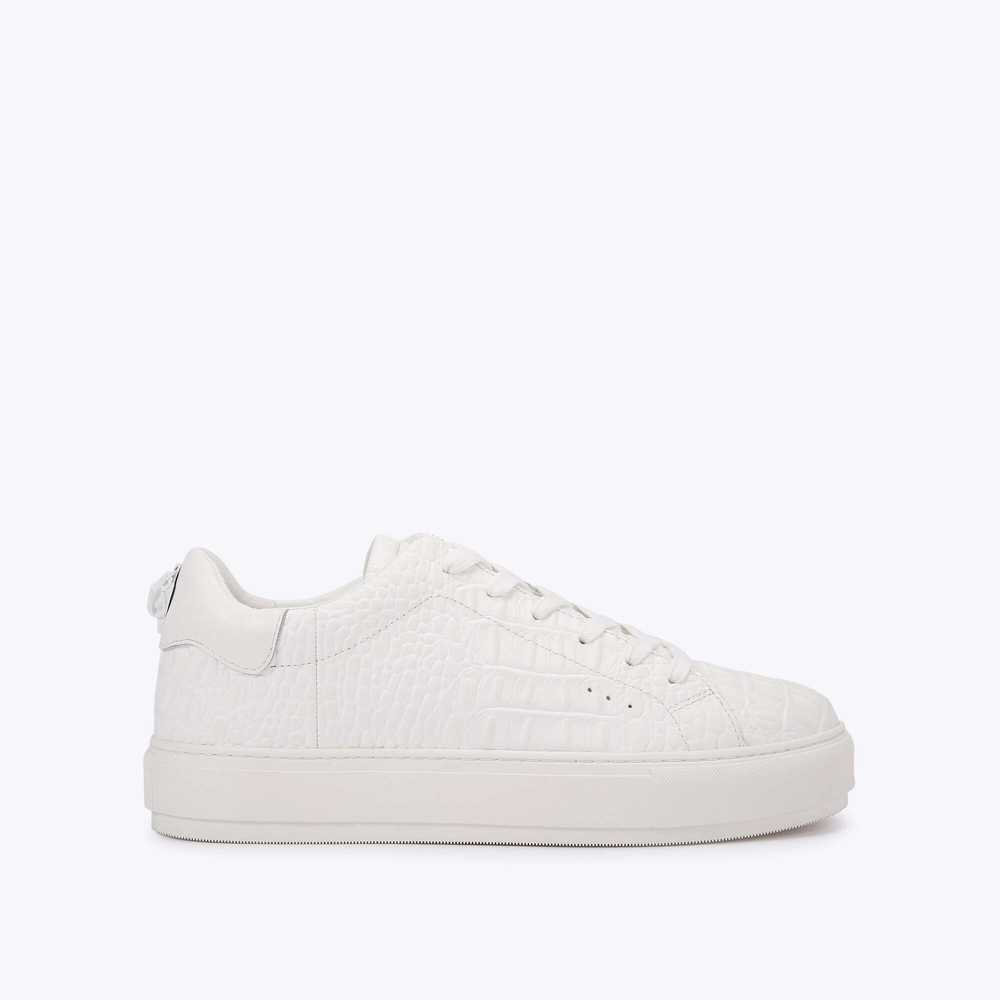 White Kurt Geiger Laney Croc Men's Sneakers | UAE-12039469